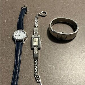 3 Elegant working watches. Sold as is. Minor wear.